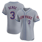 Johmsee NY.Mets #3 Carson Benge Player Gray Road Limited Elite Home Stitched Jerseys