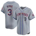 Johmsee NY.Mets #3 Carson Benge Player Gray Road Limited Home Stitched Jerseys