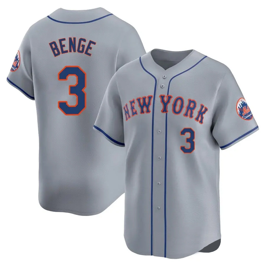Johmsee NY.Mets #3 Carson Benge Player Gray Road Limited Home Stitched Jerseys