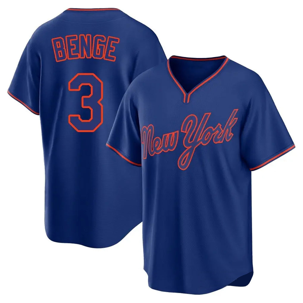 Johmsee NY.Mets #3 Carson Benge Player Royal T-shirt Home Game Stitched Jerseys