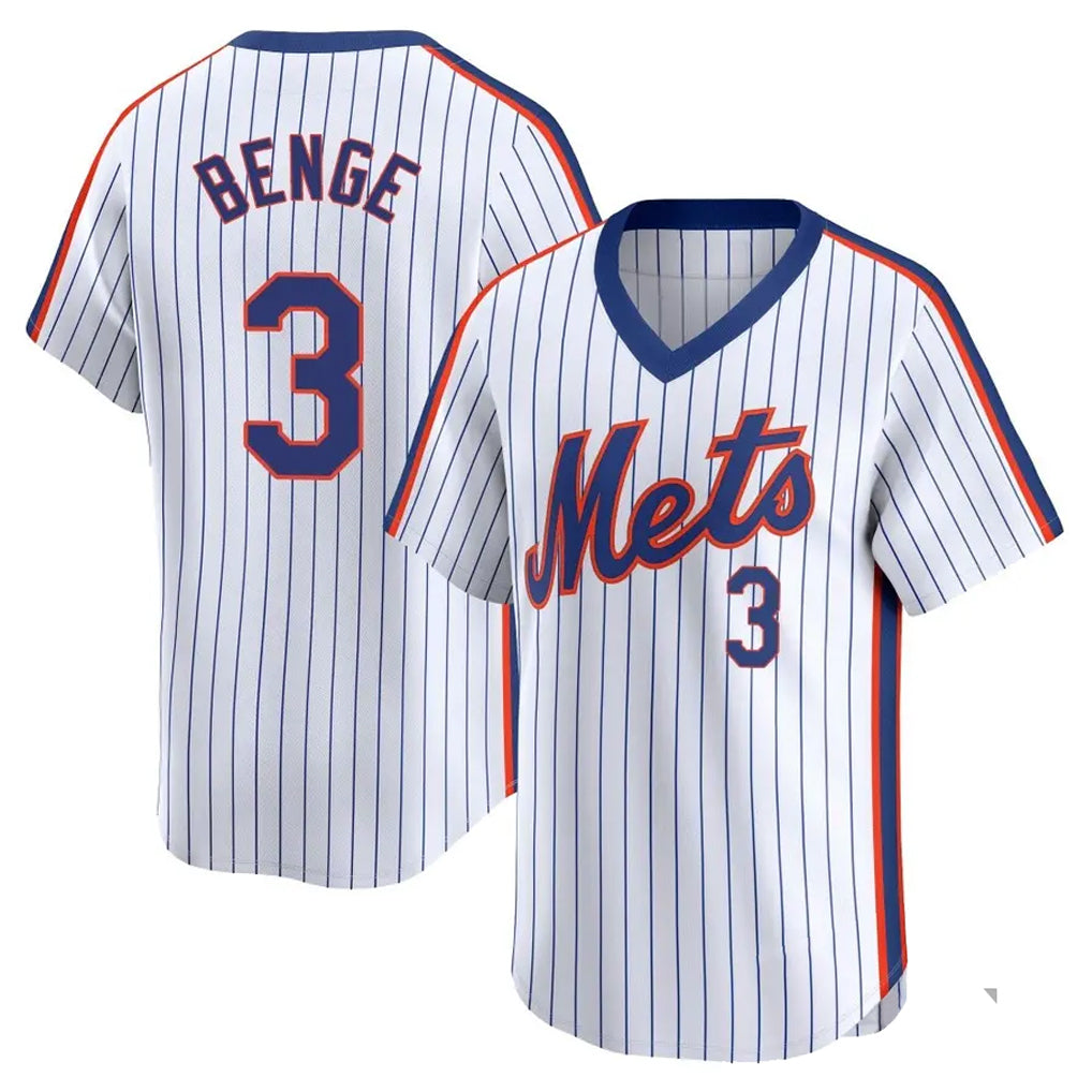 Johmsee NY.Mets #3 Carson Benge Player White Cooperstown Collection T-shirt Game Stitched Jerseys