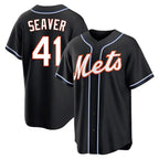 Johmsee NY.Mets #41 Tom Seaver Player Black Fashion Out Game Stitched Jerseys