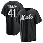 Johmsee NY.Mets #41 Tom Seaver Player Black Home Game Stitched Jerseys