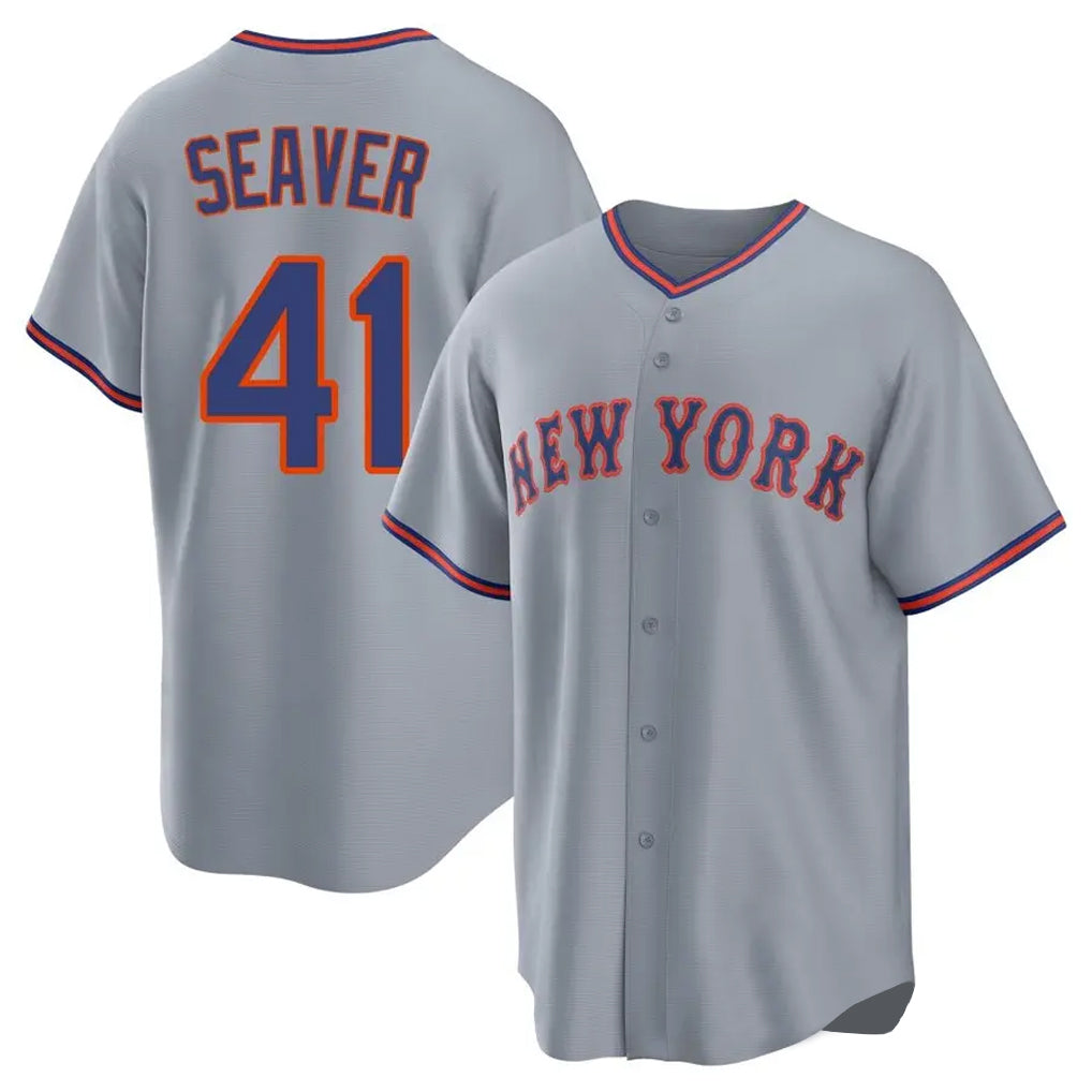 Johmsee NY.Mets #41 Tom Seaver Player Gray Road Home Game Stitched Jerseys