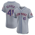 Johmsee NY.Mets #41 Tom Seaver Player Gray Road Limited Elite Home Stitched Jerseys