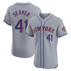 Johmsee NY.Mets #41 Tom Seaver Player Gray Road Limited Elite Home Stitched Jerseys