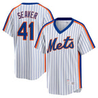 Johmsee NY.Mets #41 Tom Seaver Player White Cooperstown Collection T-shirt Home Stitched Jerseys