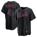 Johmsee NY.Mets #4 Francisco Alvarez Player Black Alternate Home Game Stitched Jerseys