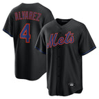 Johmsee NY.Mets #4 Francisco Alvarez Player Black Alternate Home Game Stitched Jerseys