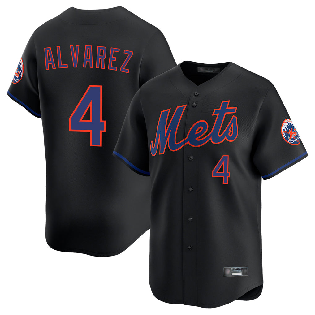 Johmsee NY.Mets #4 Francisco Alvarez Player Black Alternate Home Limited Stitched Jerseys