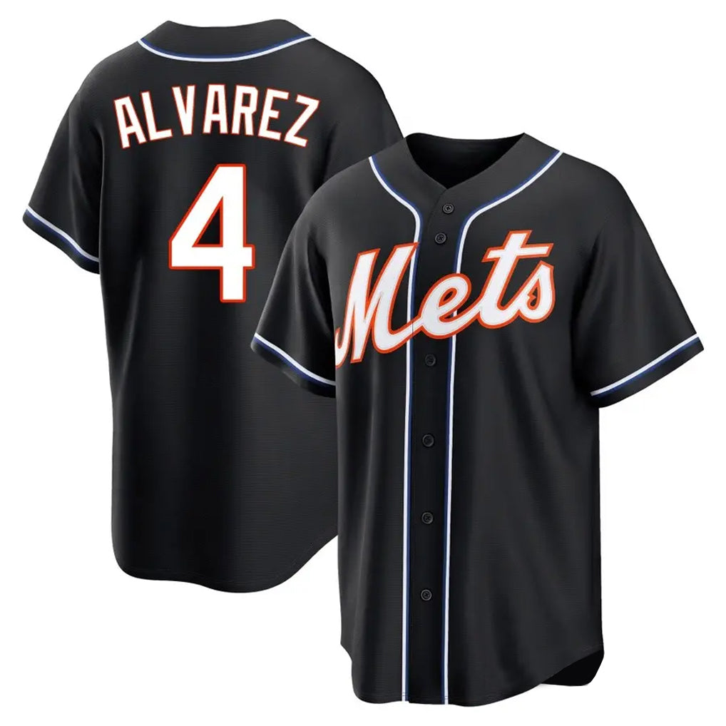 Johmsee NY.Mets #4 Francisco Alvarez Player Black Fashion Out Game Stitched Jerseys