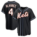 Johmsee NY.Mets #4 Francisco Alvarez Player Black Fashion Out Game Stitched Jerseys