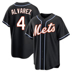 Johmsee NY.Mets #4 Francisco Alvarez Player Black Fashion Out Game Stitched Jerseys