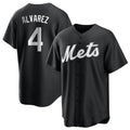 Johmsee NY.Mets #4 Francisco Alvarez Player Black Home Game Stitched Jerseys