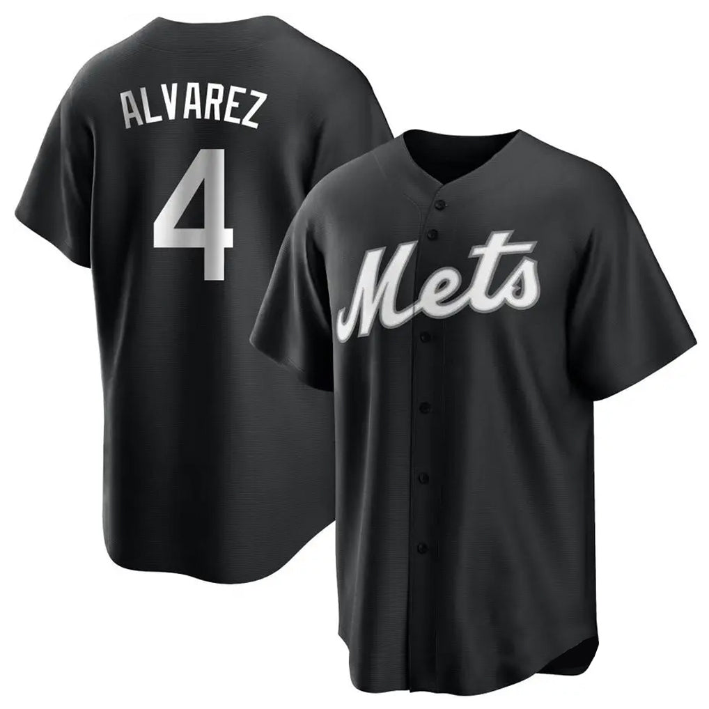 Johmsee NY.Mets #4 Francisco Alvarez Player Black Home Game Stitched Jerseys