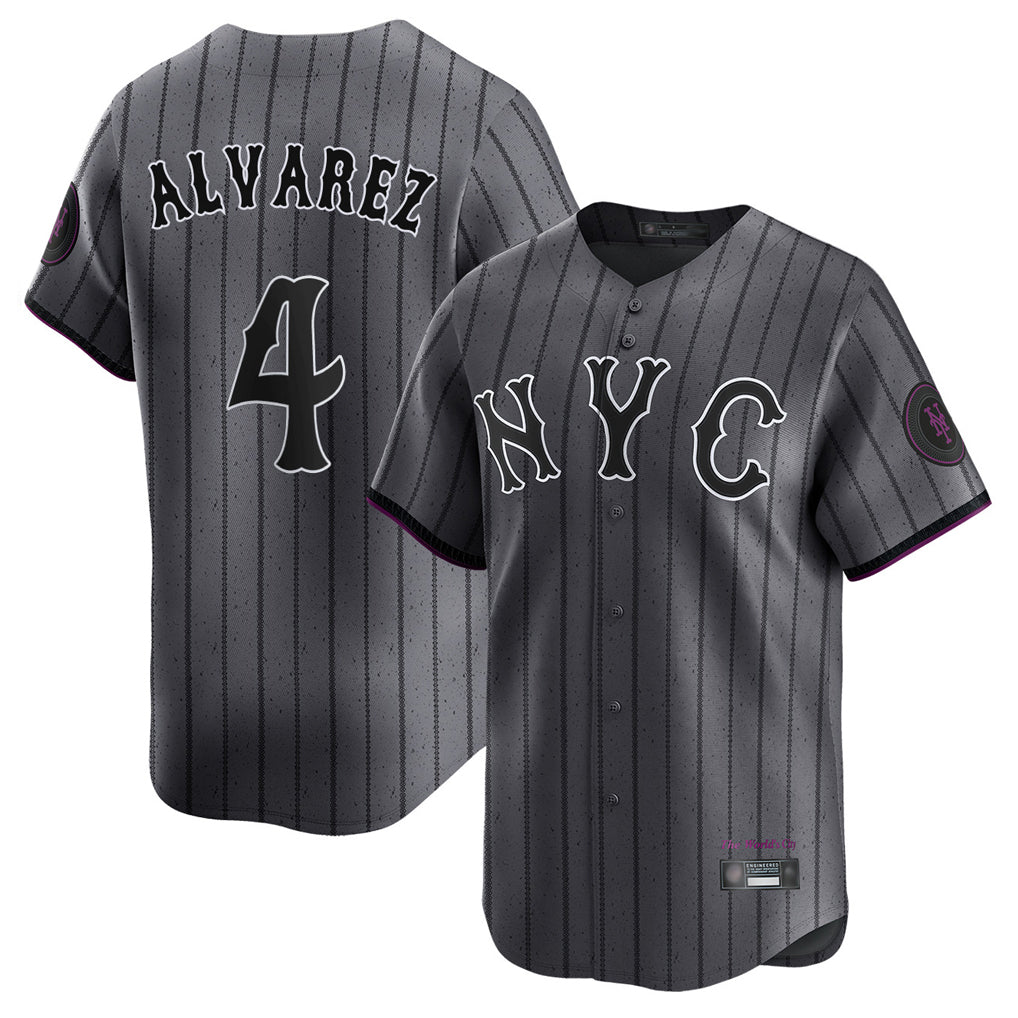 Johmsee NY.Mets #4 Francisco Alvarez Player Gray City Connect Limited Stitched Jerseys
