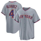 Johmsee NY.Mets #4 Francisco Alvarez Player Gray Road Home Game Stitched Jerseys