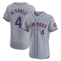 Johmsee NY.Mets #4 Francisco Alvarez Player Gray Road Limited Elite Home Stitched Jerseys