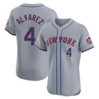 Johmsee NY.Mets #4 Francisco Alvarez Player Gray Road Limited Elite Home Stitched Jerseys