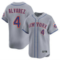 Johmsee NY.Mets #4 Francisco Alvarez Player Gray Road Limited Home Stitched Jerseys