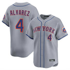 Johmsee NY.Mets #4 Francisco Alvarez Player Gray Road Limited Home Stitched Jerseys