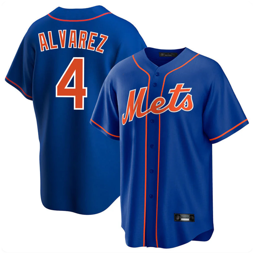 Johmsee NY.Mets #4 Francisco Alvarez Player Royal Home Game Stitched Jerseys