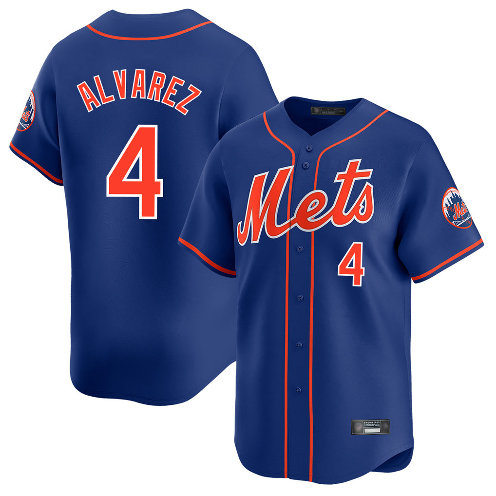 Johmsee NY.Mets #4 Francisco Alvarez Player Royal Home Limited Stitched Jerseys