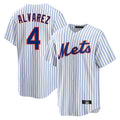 Johmsee NY.Mets #4 Francisco Alvarez Player White Home Game Stitched Jerseys