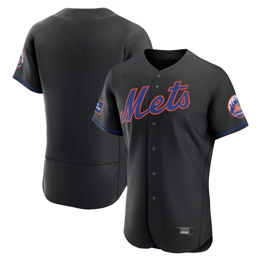 Johmsee NY.Mets Blank Player Black Alternate Elite Home Limited Stitched Jerseys