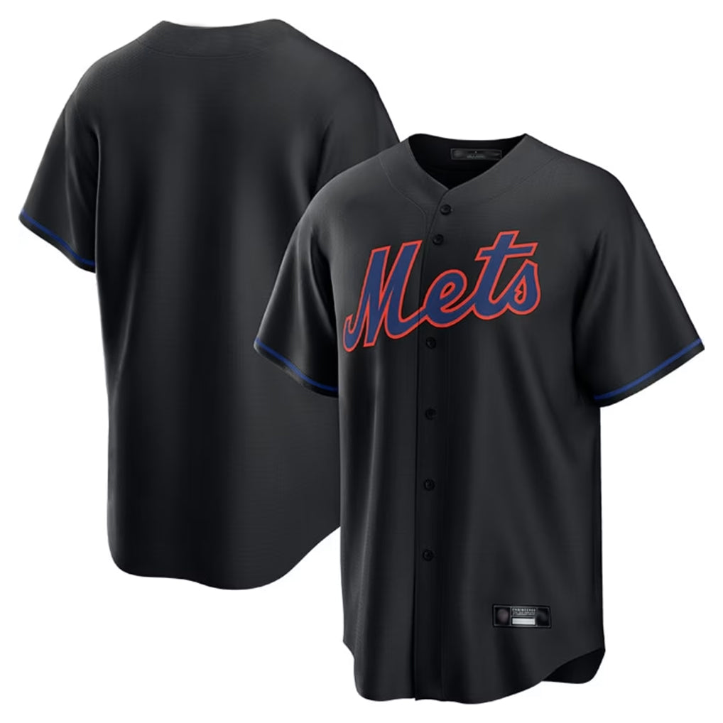 Johmsee NY.Mets Blank Player Black Alternate Home Game Stitched Jerseys