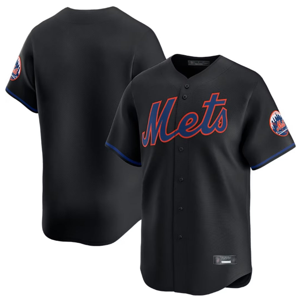 Johmsee NY.Mets Blank Player Black Home Game Stitched Jerseys