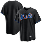 Johmsee NY.Mets Blank Player Black Replica Home Game Stitched Jerseys