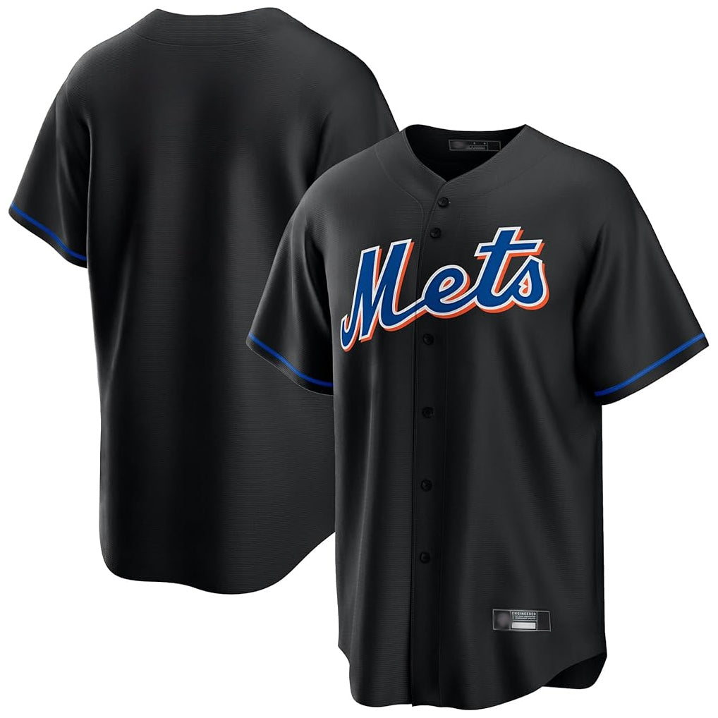 Johmsee NY.Mets Blank Player Black Replica Home Game Stitched Jerseys