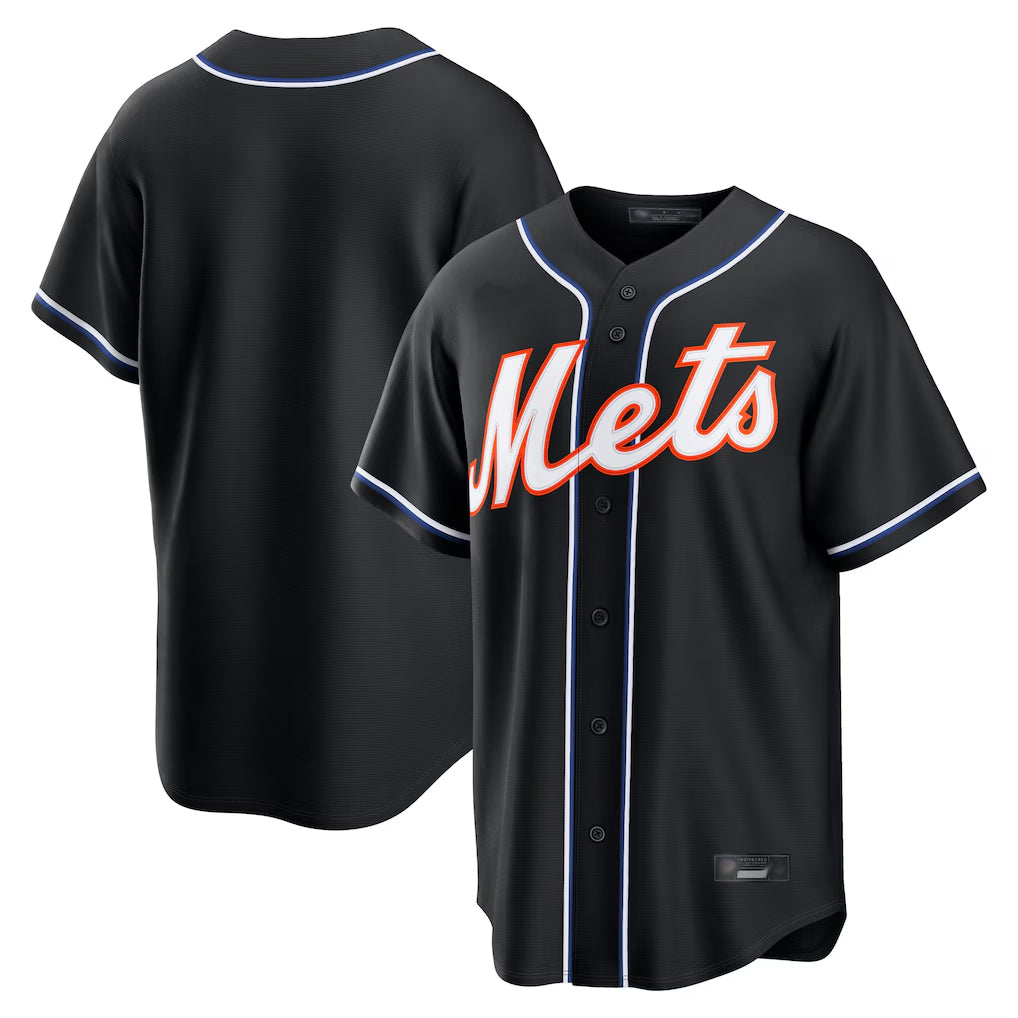 Johmsee NY.Mets Blank Player Fashion Black Out Game Stitched Jerseys
