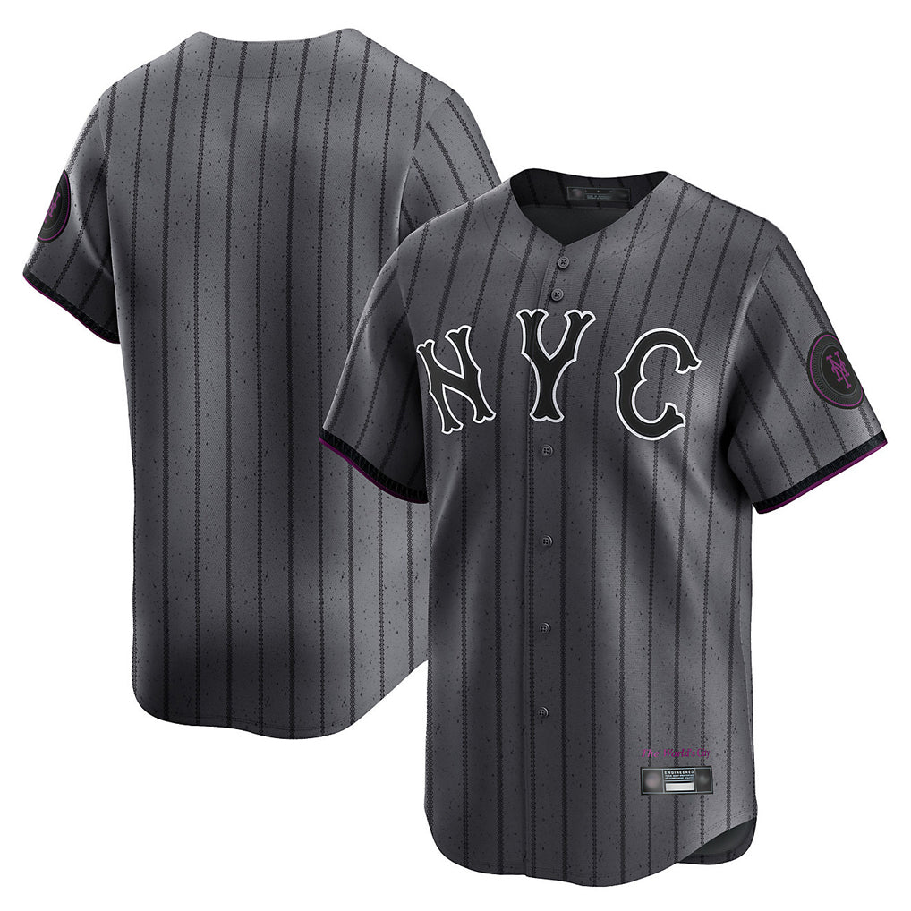 Johmsee NY.Mets Blank Player Gray City Connect Limited Stitched Jerseys