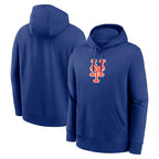 Johmsee NY.Mets Blank Player Royal Logo Club Fleece Hoodie Home Stitched Jerseys