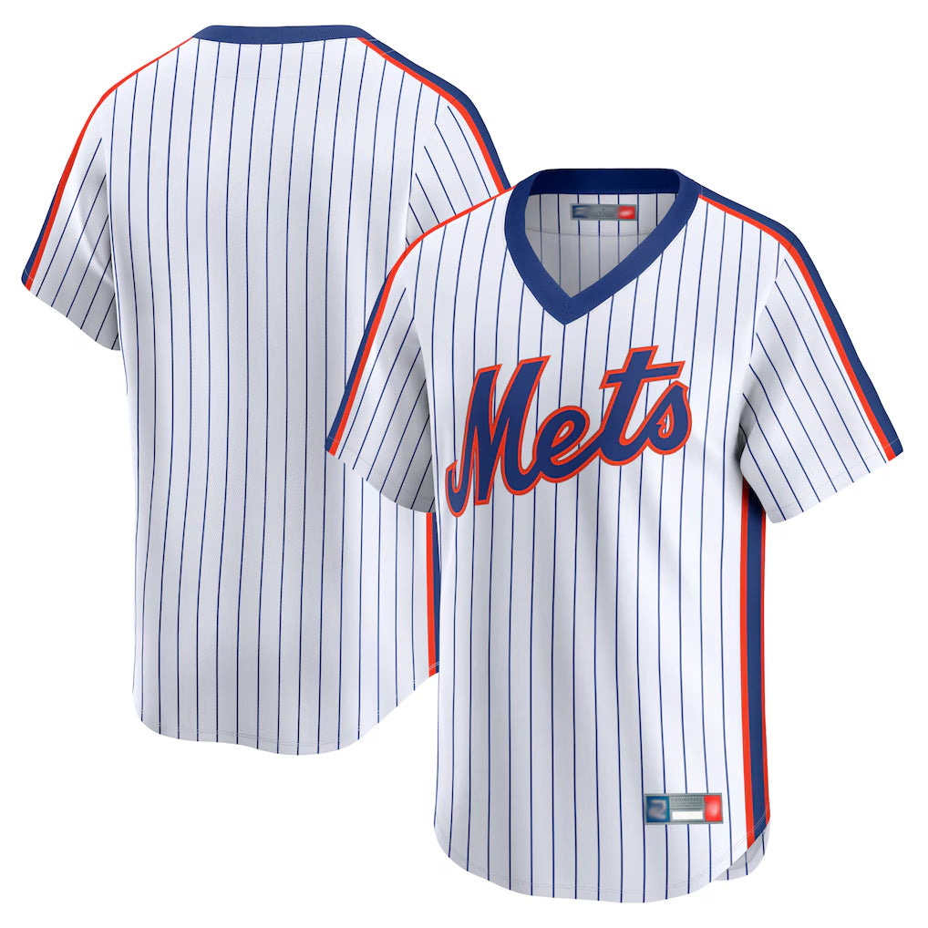 Johmsee NY.Mets Blank Player White Cooperstown Collection T-shirt Game Stitched Jerseys