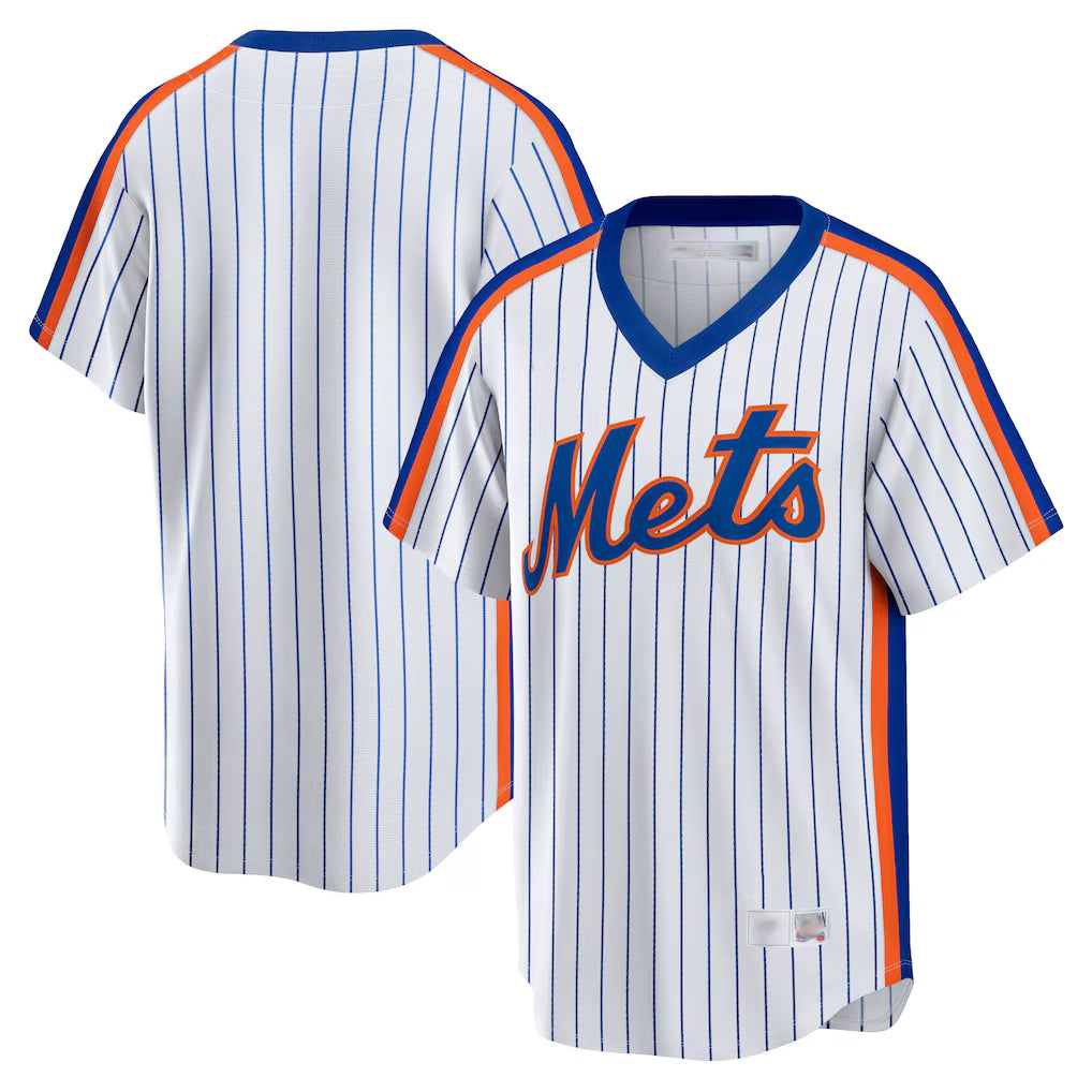 Johmsee NY.Mets Blank Player White Cooperstown Collection T-shirt Home Stitched Jerseys