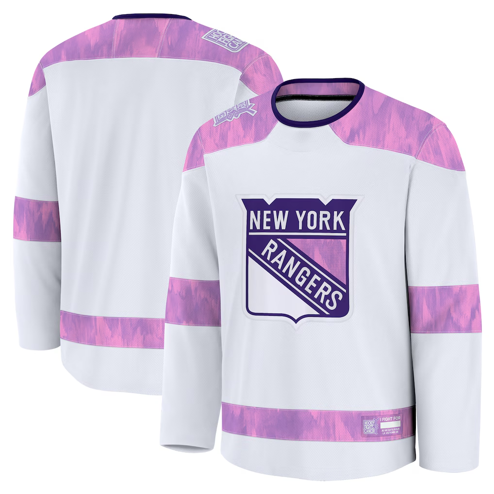 Johmsee NY.Rangers White 2024 Hockey Fights Cancer Practice Jerseys