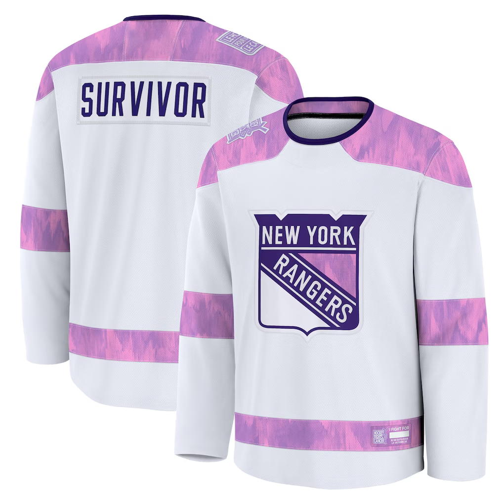 Johmsee NY.Rangers White Hockey Fights Cancer Survivor Practice Jerseys