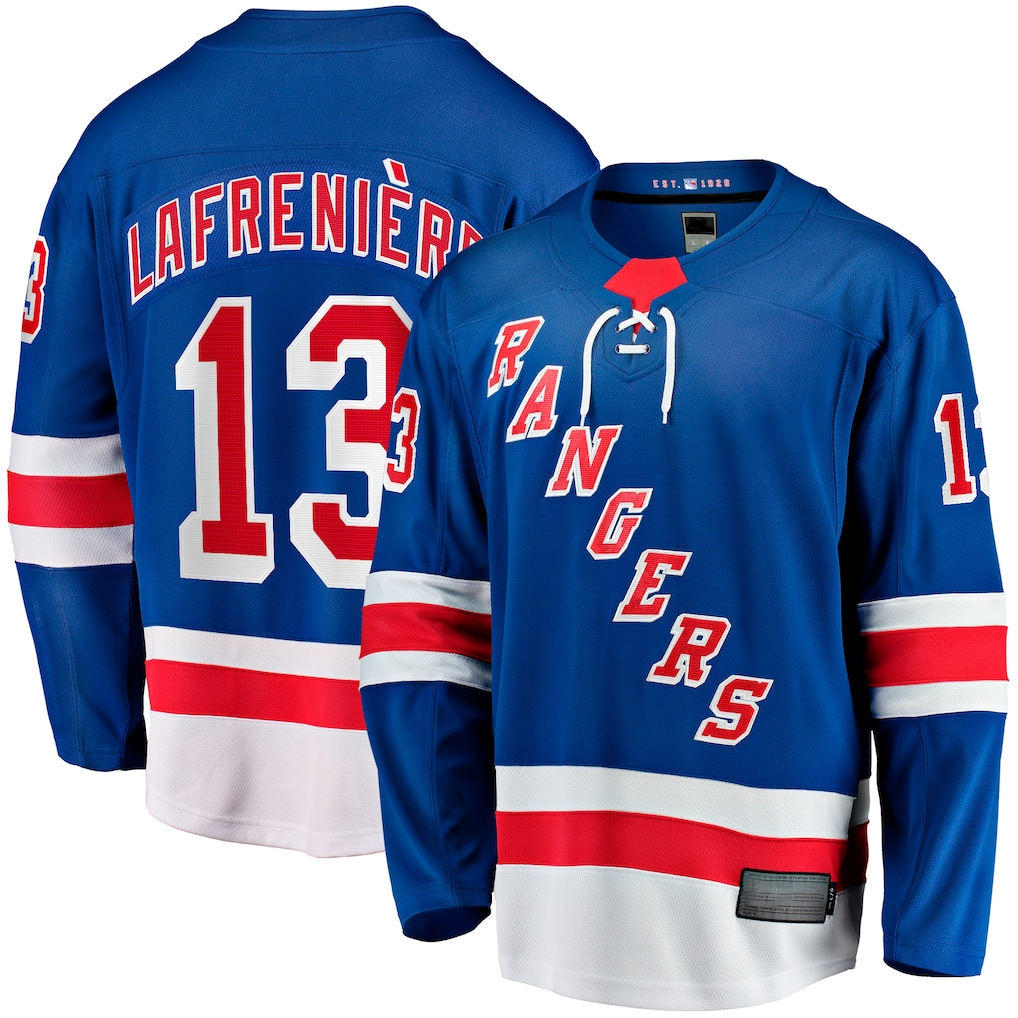 Johmsee NY.Rangers #13 Alexis Lafreniere Blue Home Breakaway Jerseys