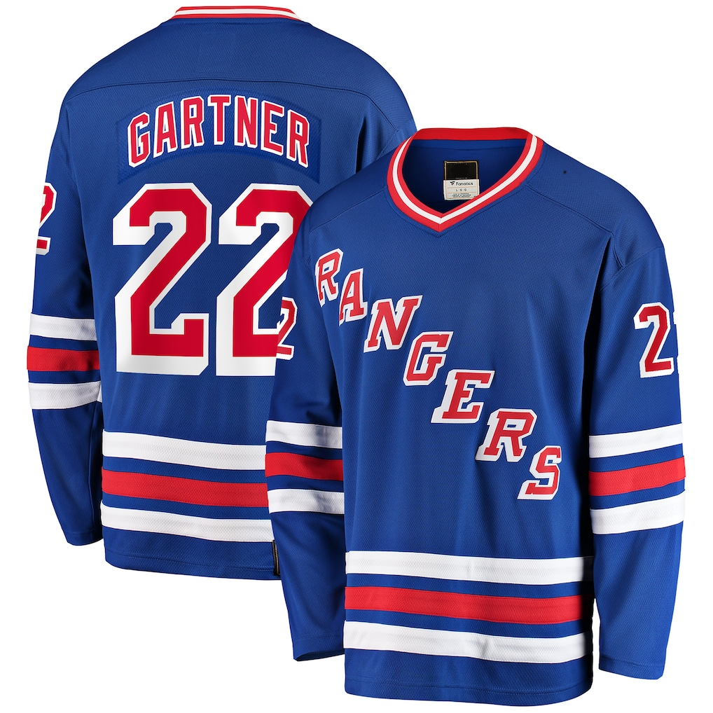 Johmsee NY.Rangers #22 Mike Gartner Blue Home Breakaway Jerseys