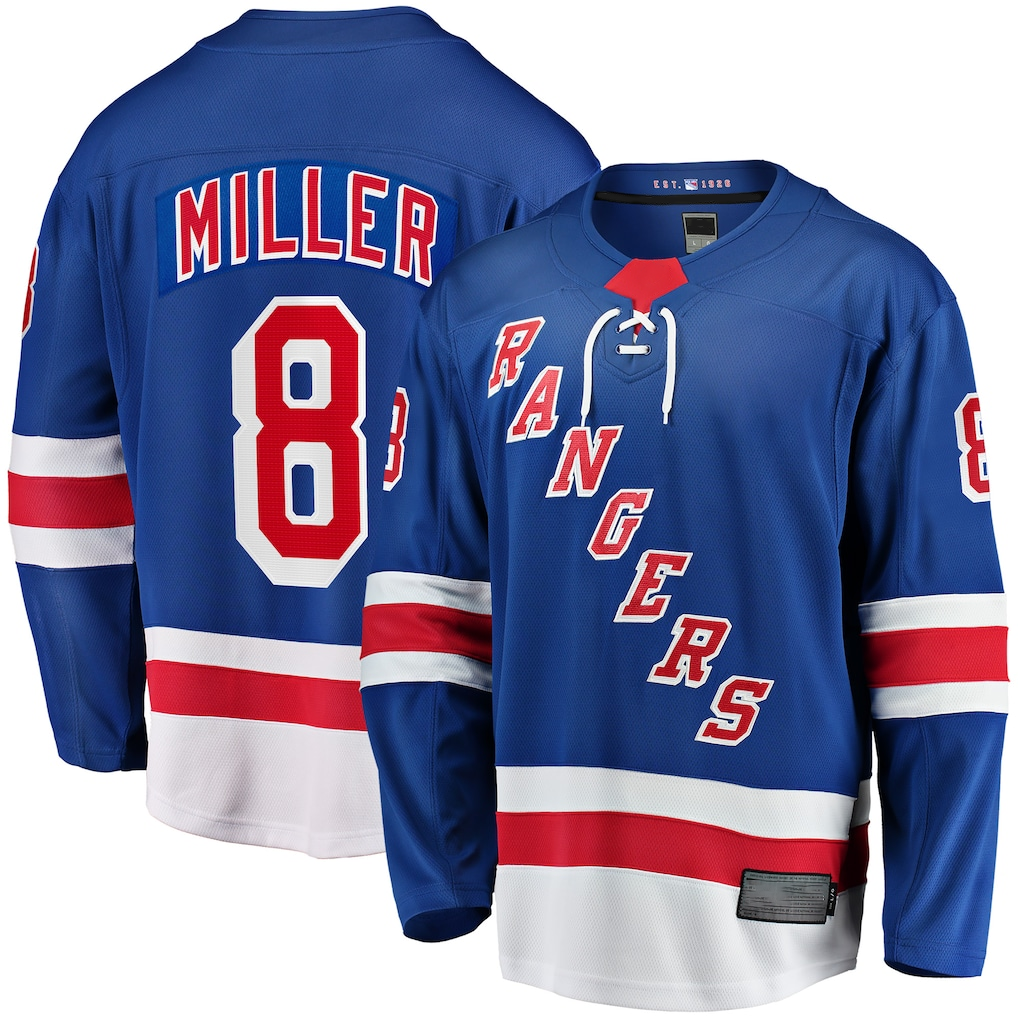 Johmsee NY.Rangers #8 J.T. Miller Blue Home Breakaway Jerseys