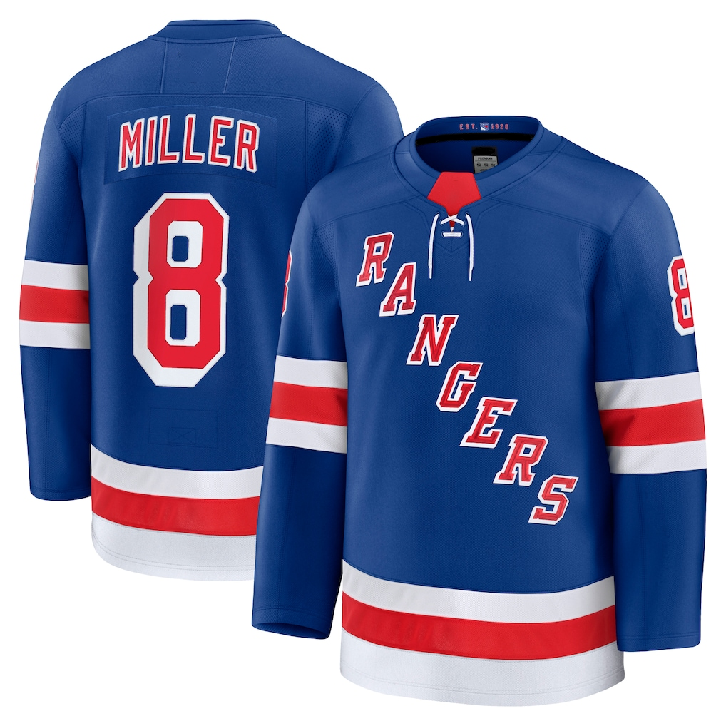 Johmsee NY.Rangers #8 J.T. Miller Blue Home Premium Jerseys