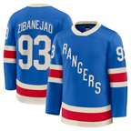 Johmsee NY.Rangers #93 Mika Zibanejad Blue Centennial Premium Jerseys