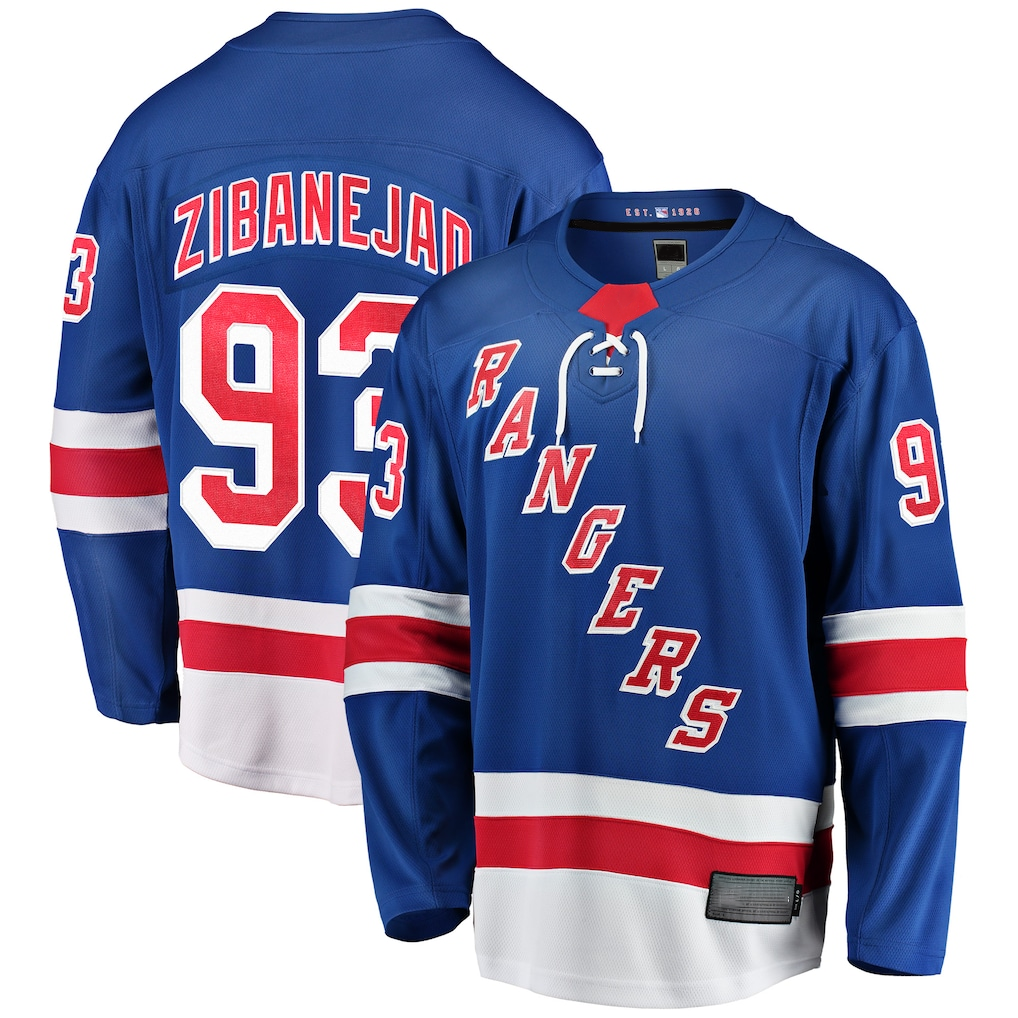 Johmsee NY.Rangers #93 Mika Zibanejad Blue Home Breakaway Player Jerseys