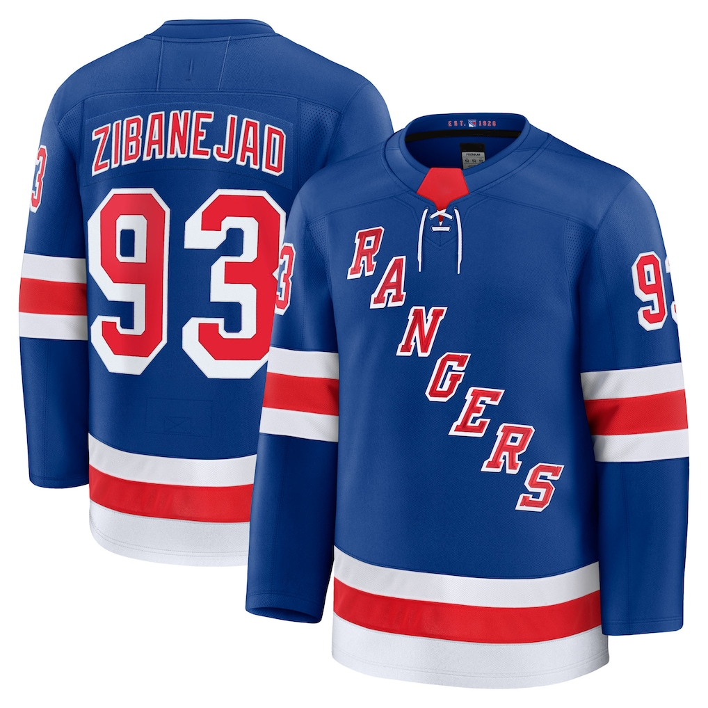 Johmsee NY.Rangers #93 Mika Zibanejad Blue Home Premium Jerseys