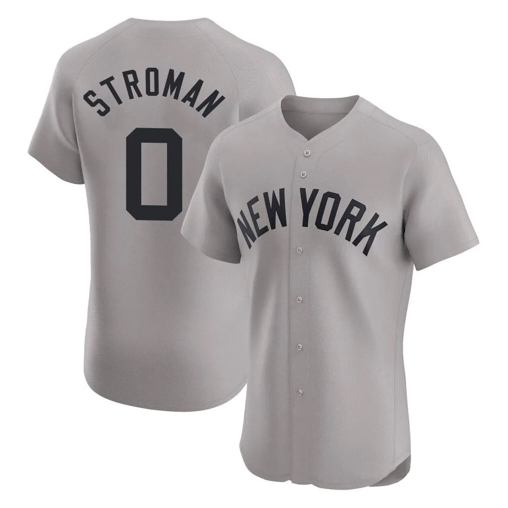 Johmsee NY.Yankees #0 Marcus Stroman Player Gray Limited Elite Home Stitched Jerseys