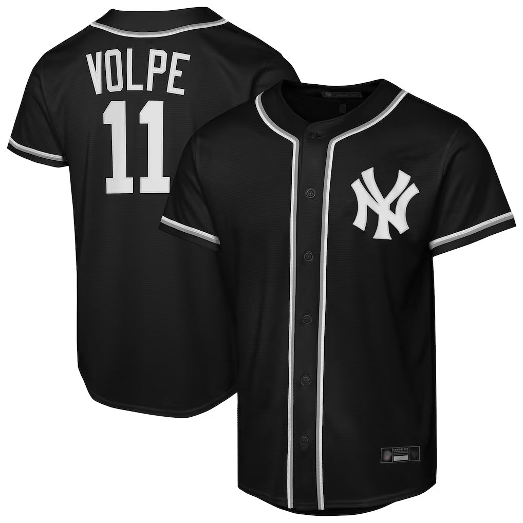 Johmsee NY.Yankees #11 Anthony Volpe Player Black Out Game Stitched Jerseys