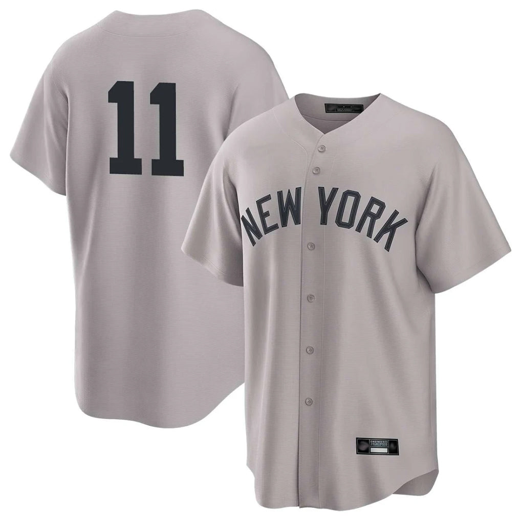 Johmsee NY.Yankees #11 Anthony Volpe Player Gray Game Home Stitched Jerseys